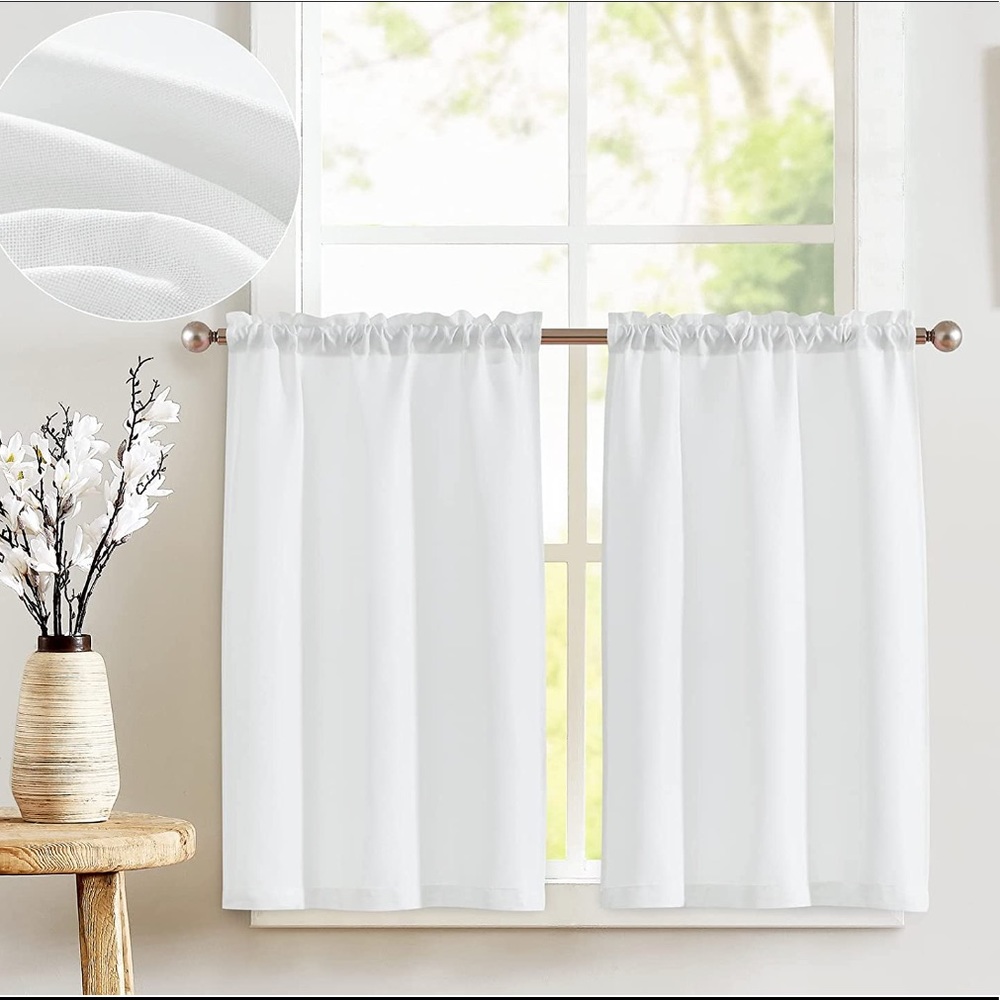 Room Essentials (Target) - Twill Café Curtain Tiers, White (36"x42")